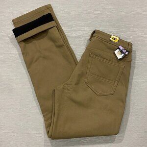 CAT Caterpillar Work Pants Mens 30 x 34 Brown Canvas Fleece Lined Insulated